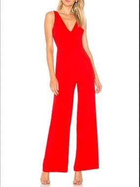 by the way. Red V-Neck Wide-Leg Jumpsuit
